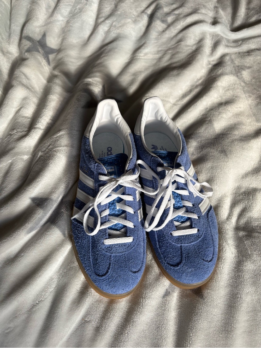 adidas Blue Suede Sneakers with White Stripes
